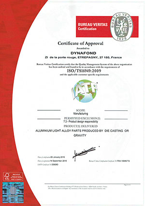 Certification ISO TS 16949
